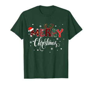 Merry Christmas Lights Red Santa Hat Xmas Family Men Women T-Shirt