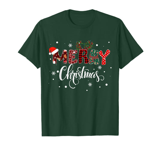 Merry Christmas Lights Red Santa Hat Xmas Family Men Women T-Shirt