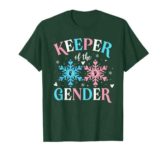 Keeper of The Gender Reveal Baby Snowflake Pink Or Blue T-Shirt