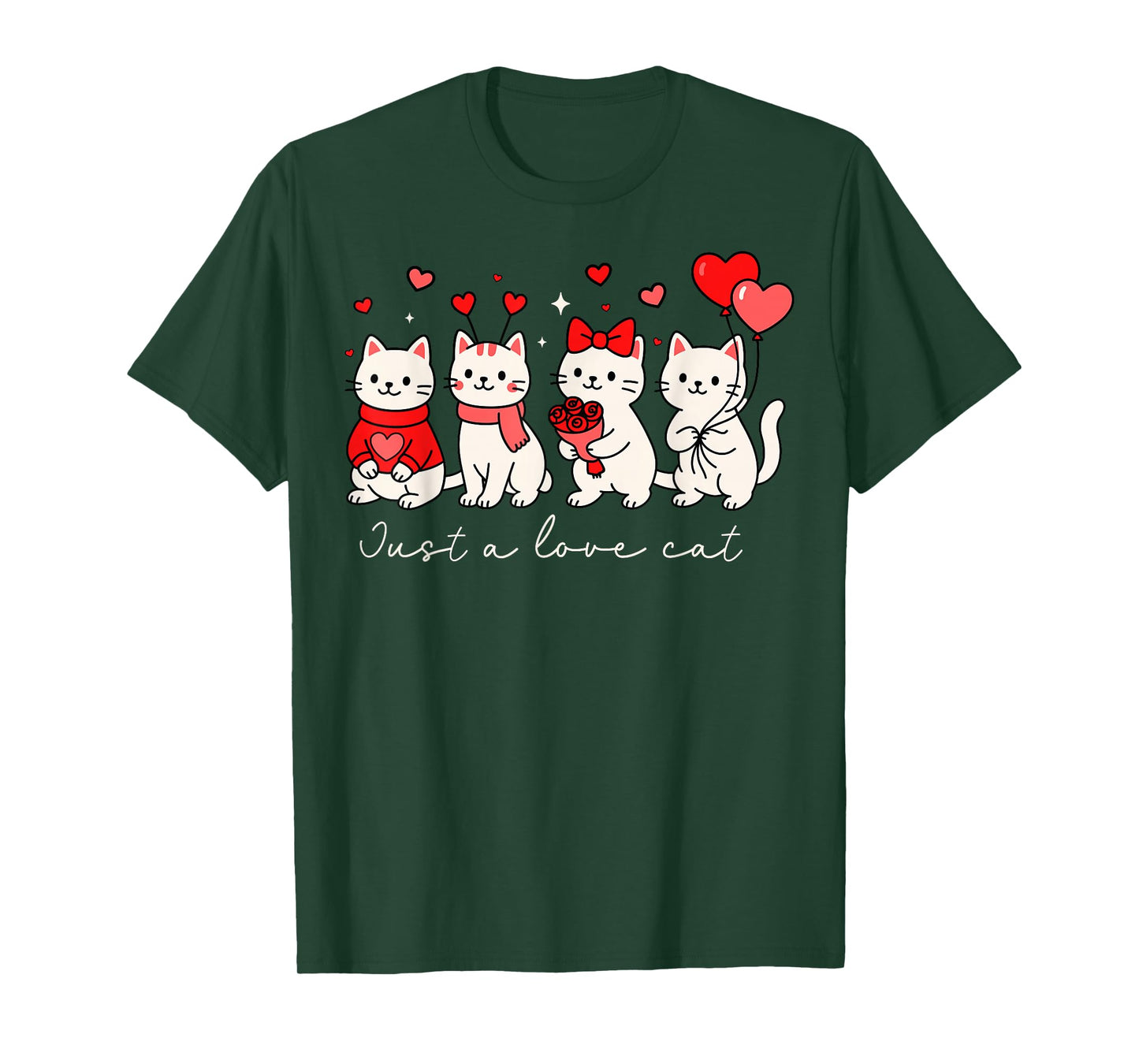 Just A Love Cat for Girls Kid Women Teen Boys Valentines Day T-Shirt