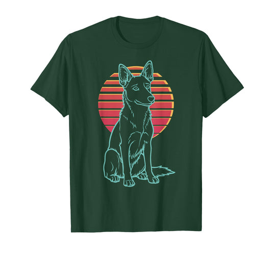 Belgian Malinois Lover Dog Owner Retro Synthwave 80s T-Shirt