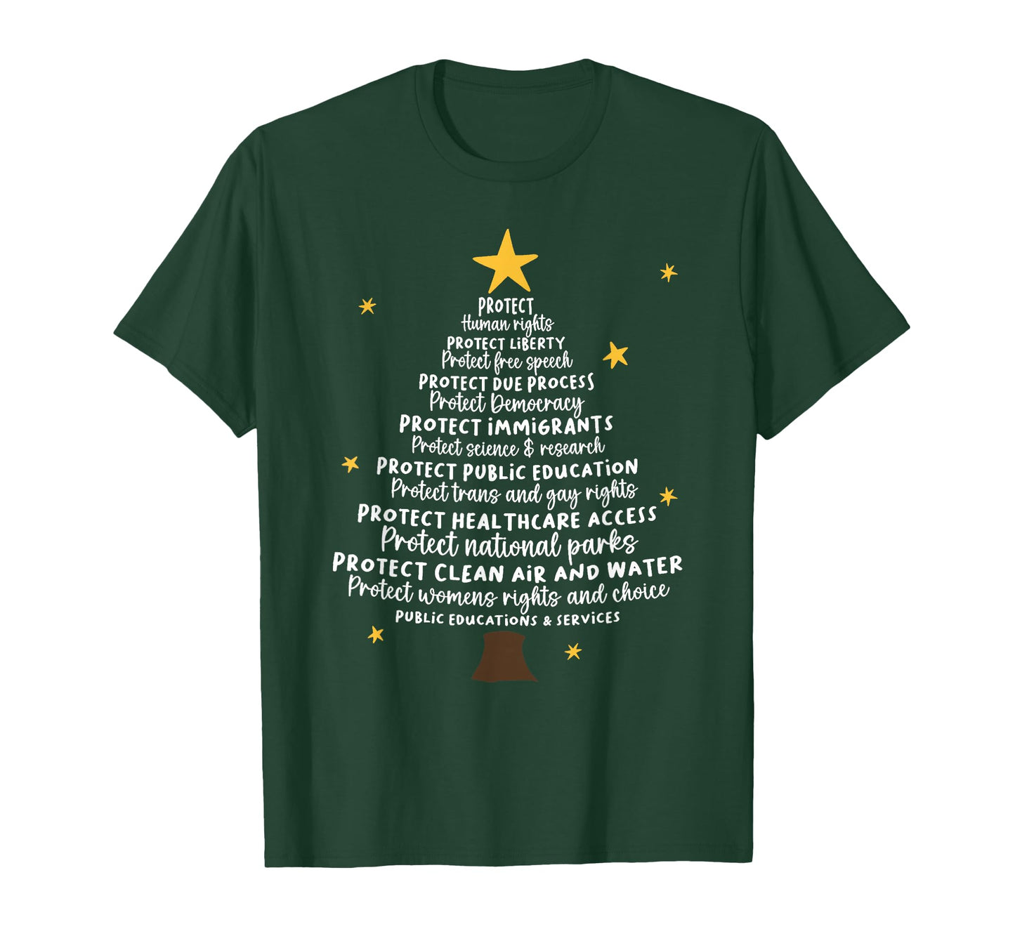 Protect Democracy Christmas Tree Subtle Anti Trump T-Shirt