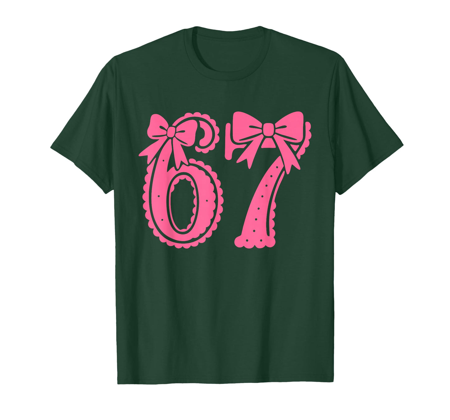 67 Number Six Seven Alpha Slang Coquette Bow Pink Funny Meme T-Shirt