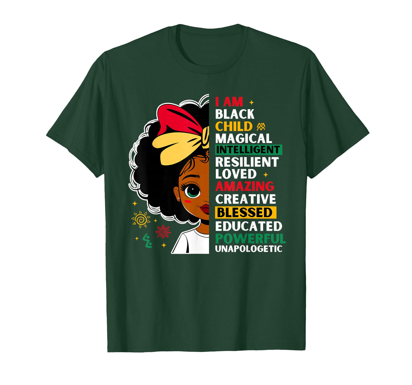 Black History Month African American Girls Kids Melanin T-Shirt