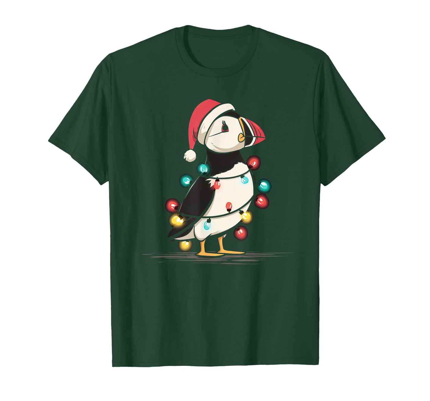 Funny Puffin Christmas Graphics Animal Lights Lover T-Shirt