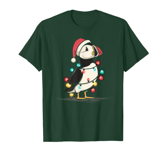 Funny Puffin Christmas Graphics Animal Lights Lover T-Shirt