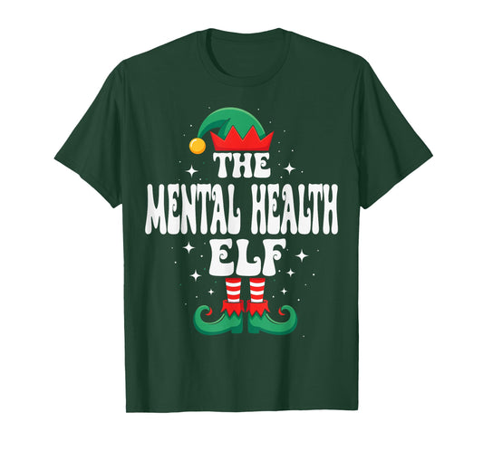 The Mental Health Elf Funny Christmas Matching Family T-Shirt