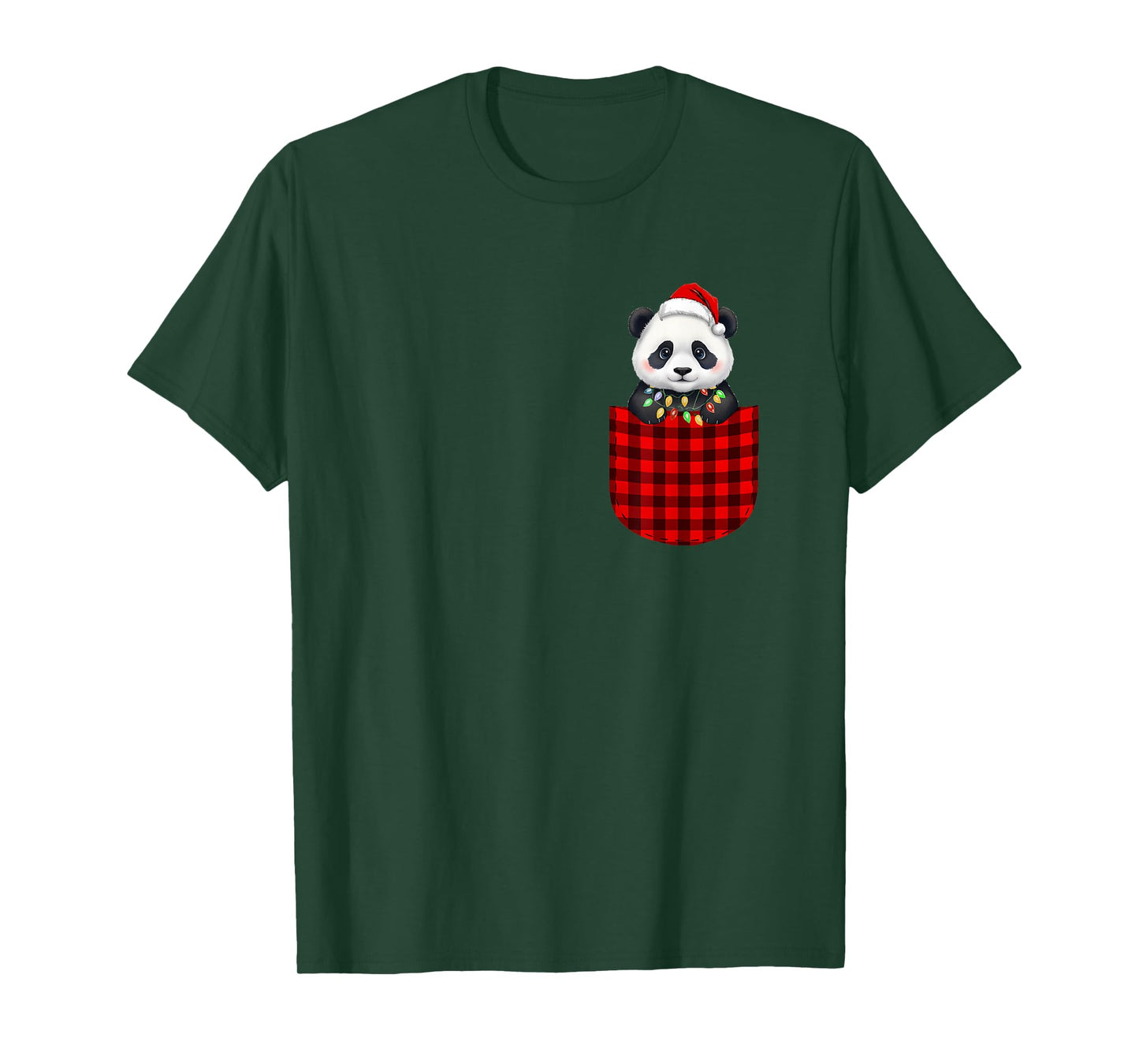 Panda Buffalo Red Plaid Pocket Christmas Funny Men Women T-Shirt
