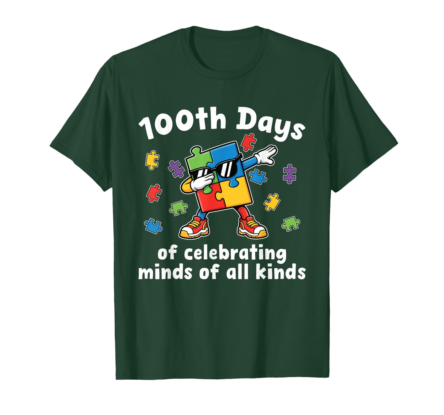 Autism 100 Days of School Teacher Dab Art for Men Women Kids T-Shirt