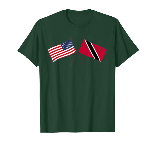 USA Trinidad and Tobago Crossed Flags American Trinidadian T-Shirt