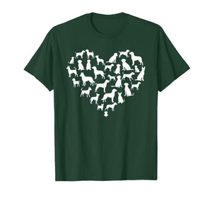 Dog Silhouettes Forming Heart Pet Animal Lovers Design T-Shirt