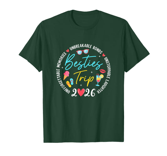 Besties Trip 2026 Memories Girls Friends Trip Vacation Retro T-Shirt