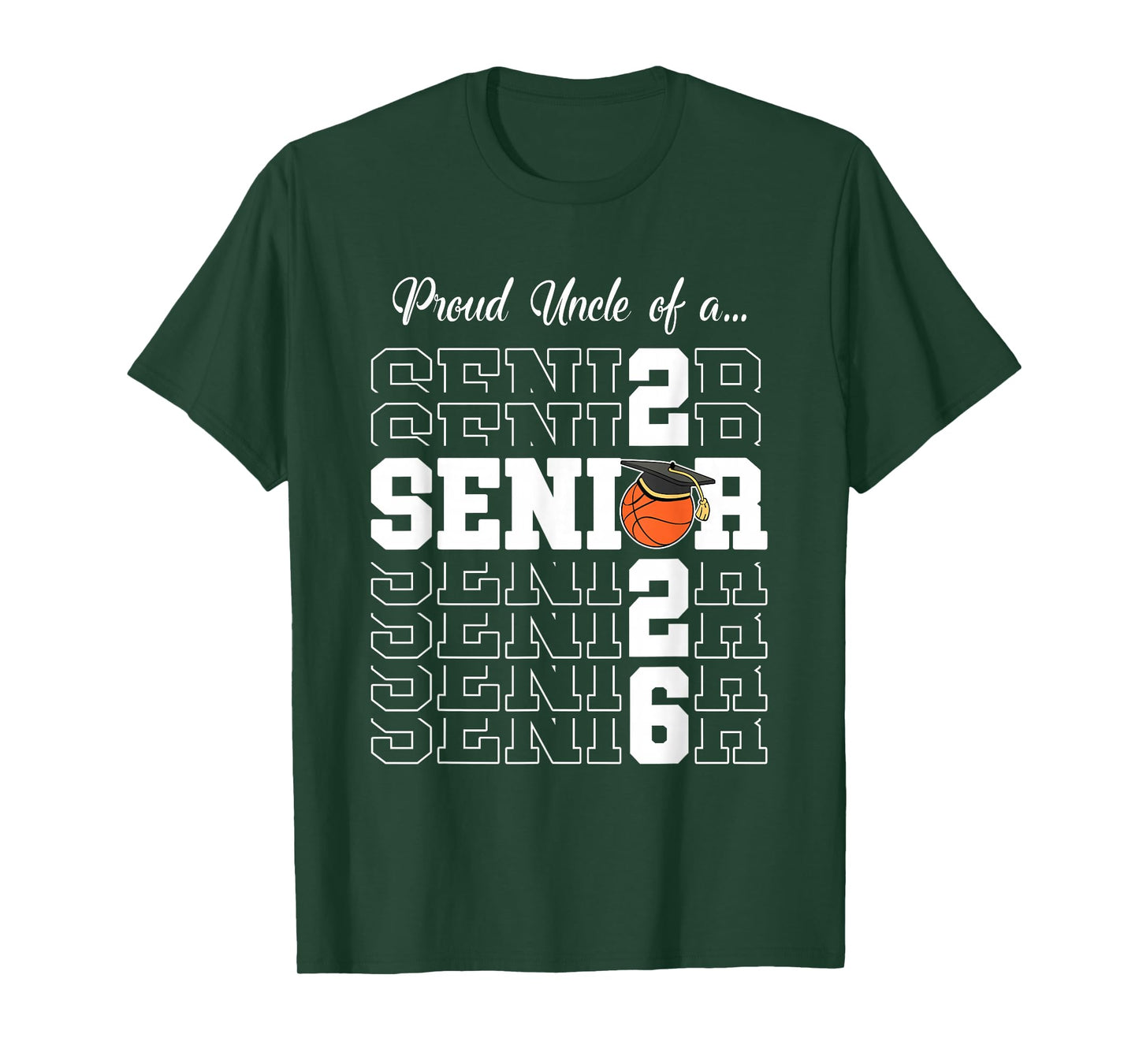 Senior 2026 Basketball Uncle Gift Class of 2026 Proud Uncle T-Shirt