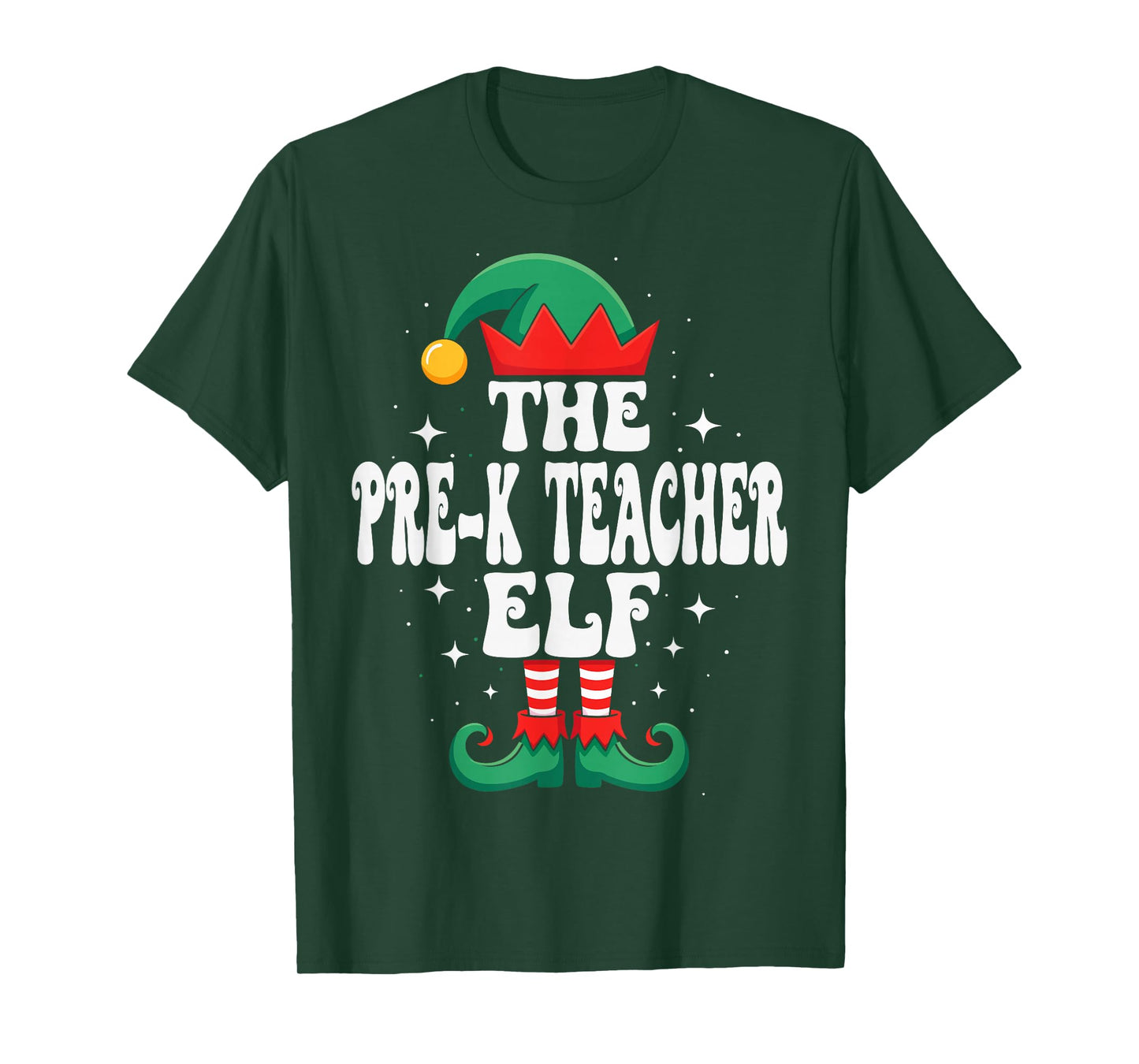 The Pre-k Teacher Elf Funny Christmas Matching Family T-Shirt