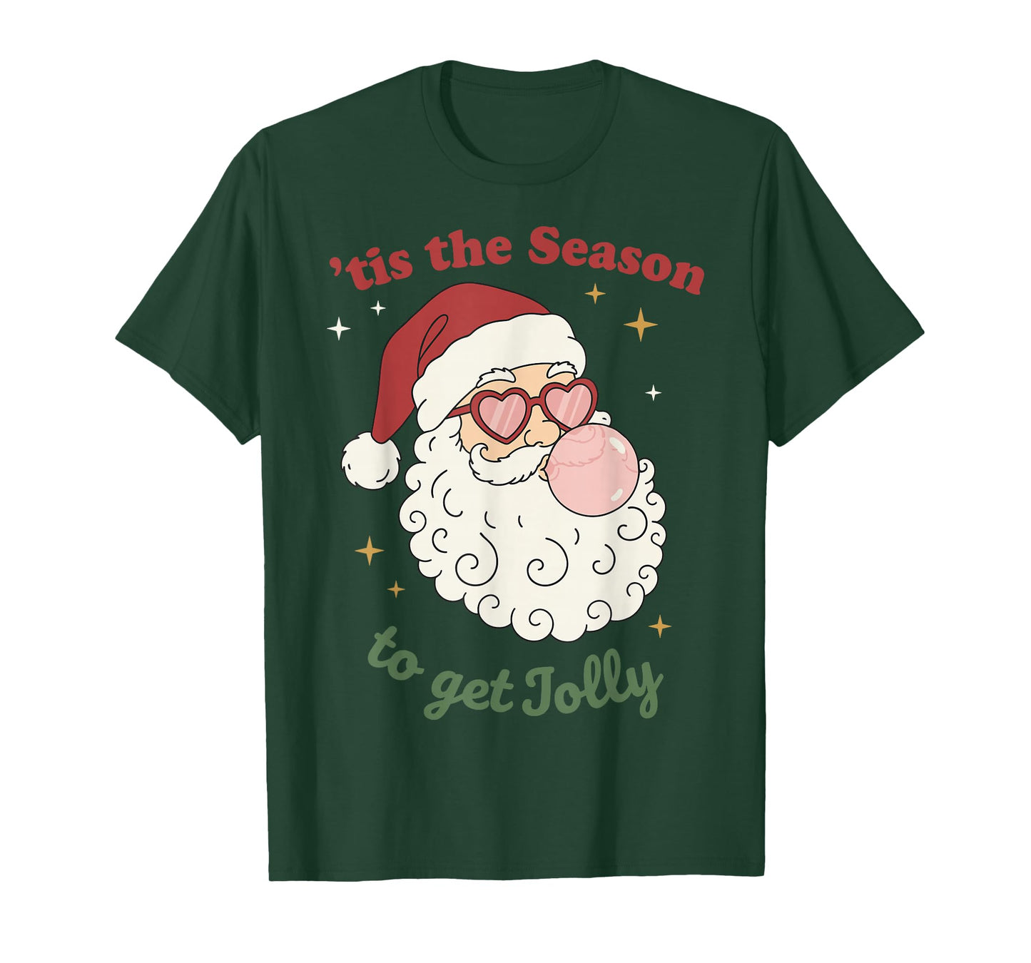 Retro Santa Claus Bubble Gum Tis The Season to Get Jolly T-Shirt