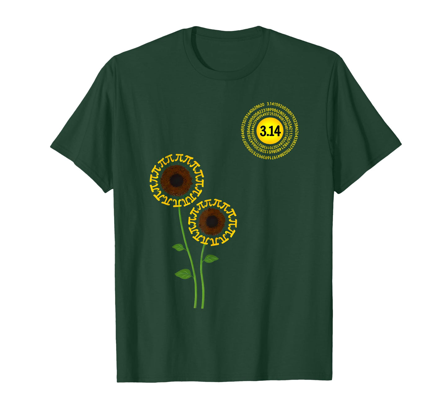 Funny Pi Day Sun Flower 3.14 Pi Number Math Teacher Kids T-Shirt