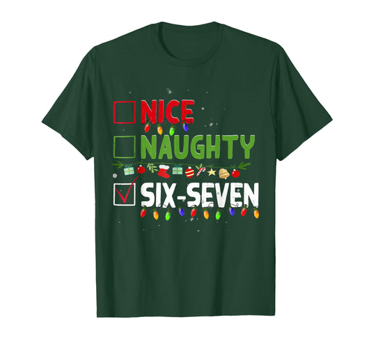Nice Naughty 67 Six Seven Funny Christmas 6 7 Meme Men Women T-Shirt