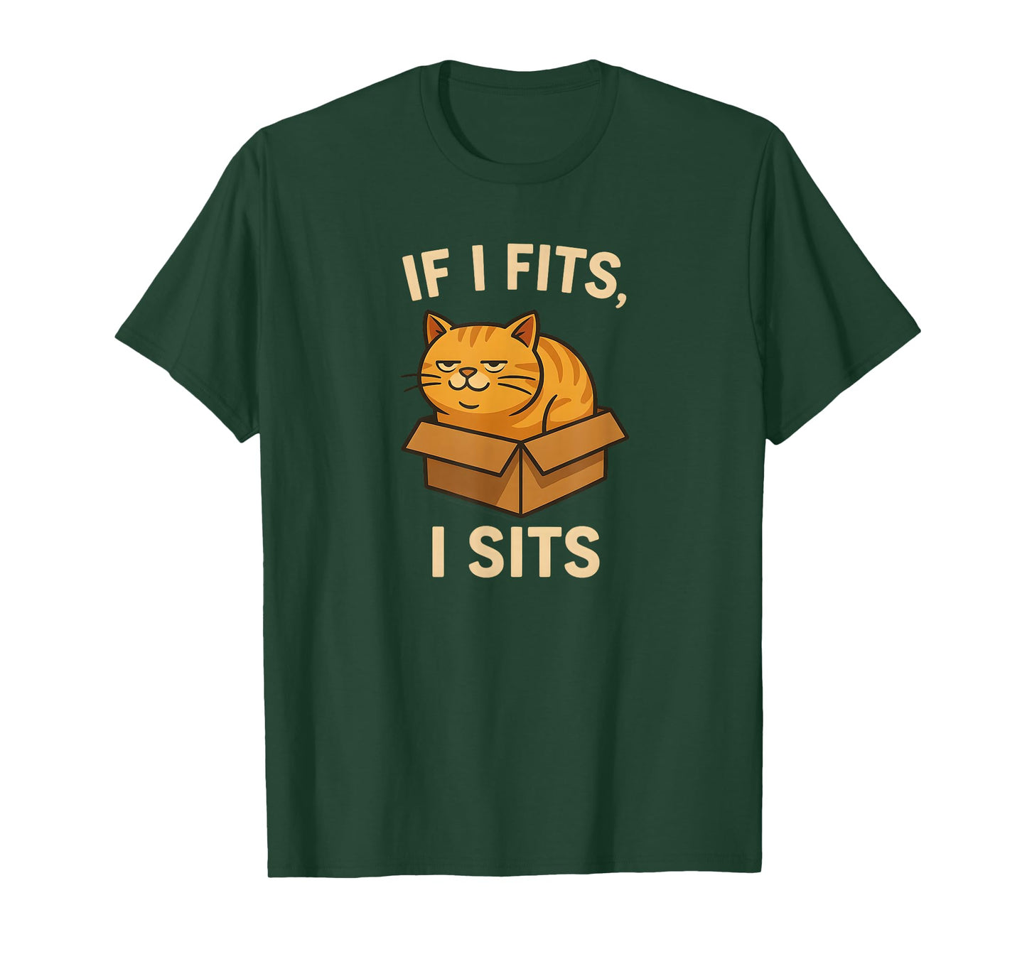 If I Fits I Sits Funny Cat and Box Humor T-Shirt