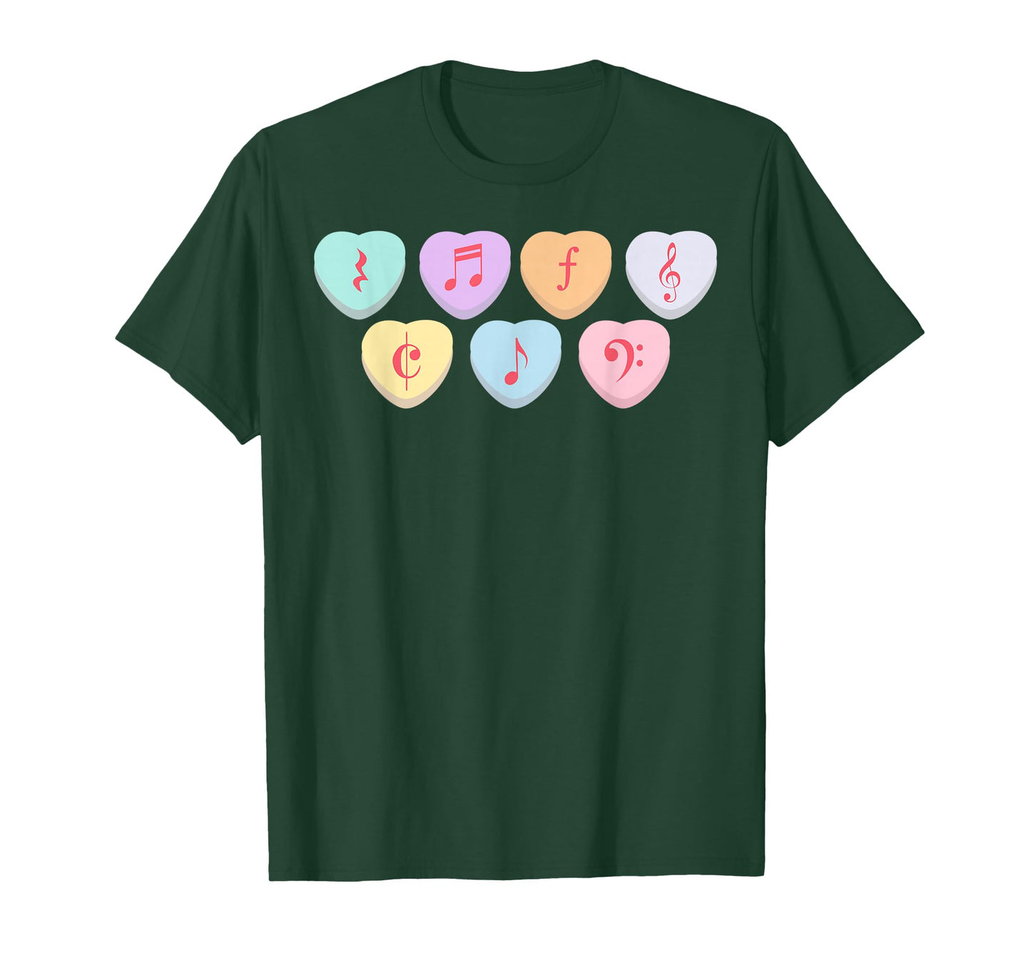Music Teacher Valentines Candy Heart Musical Notes T-Shirt