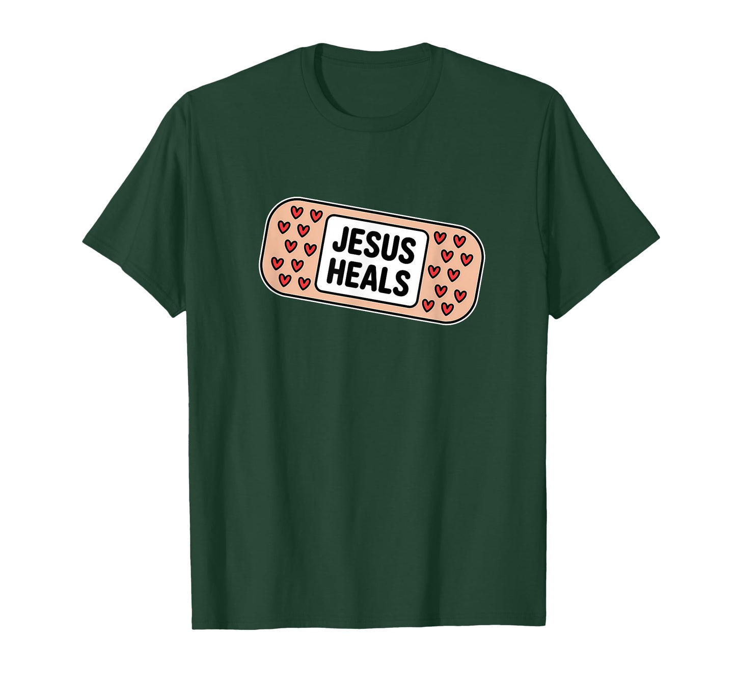 Uplifting Jesus Heals Bandage with Hearts T-Shirt