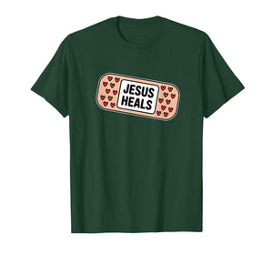 Uplifting Jesus Heals Bandage with Hearts T-Shirt
