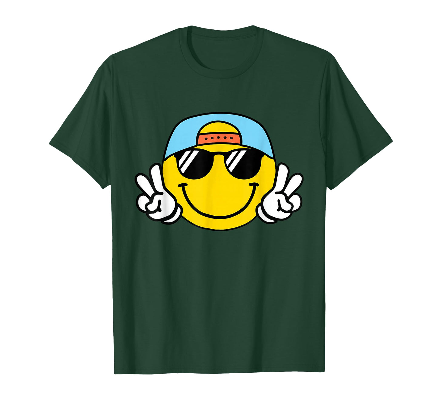 Yellow Smile Face Cute Checkered Peace Smiling Happy Face T-Shirt