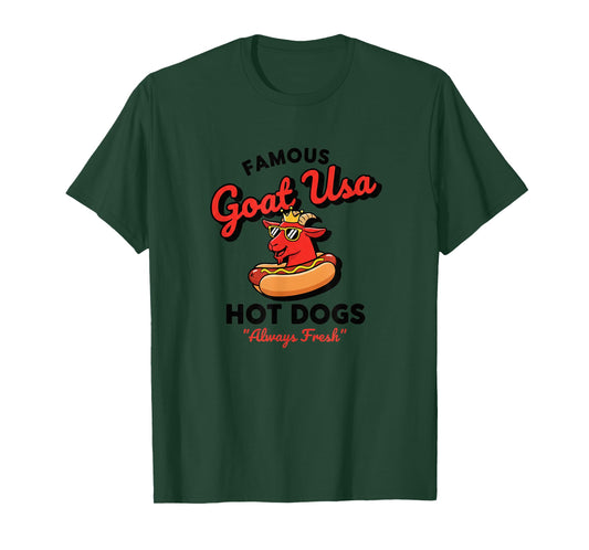 USA Famous Goat USA Hot Dogs, Funny American BBQ & 4th of T-Shirt