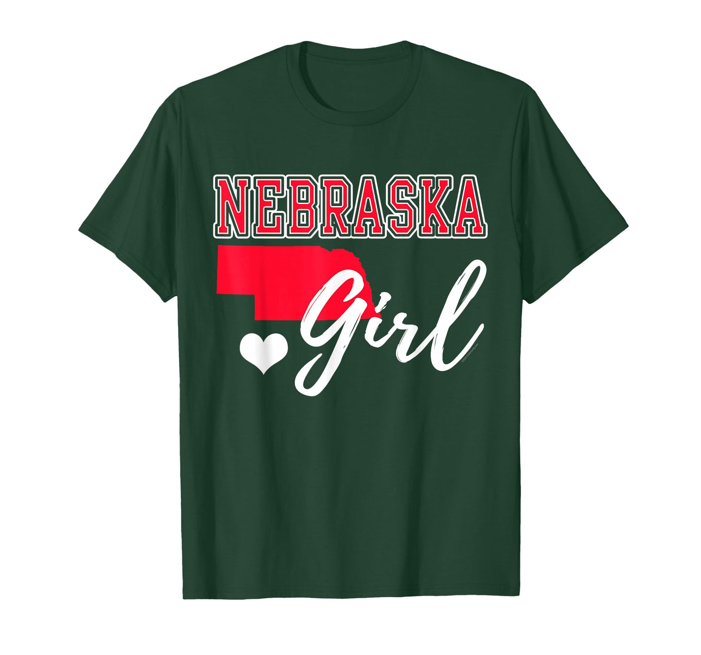 Nebraska Girl Heart Map Shape Souvenir Gift for Women Girls T-Shirt