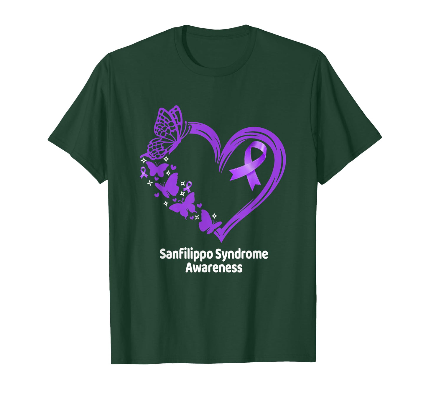 Sanfilippo Syndrome Awareness Heart Butterfly T-Shirt