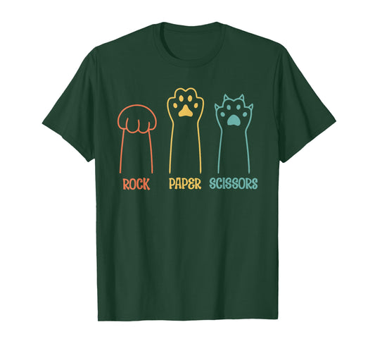 Rock Paper Scissors Cat Paw Humor Hand Game Funny Cat T-Shirt