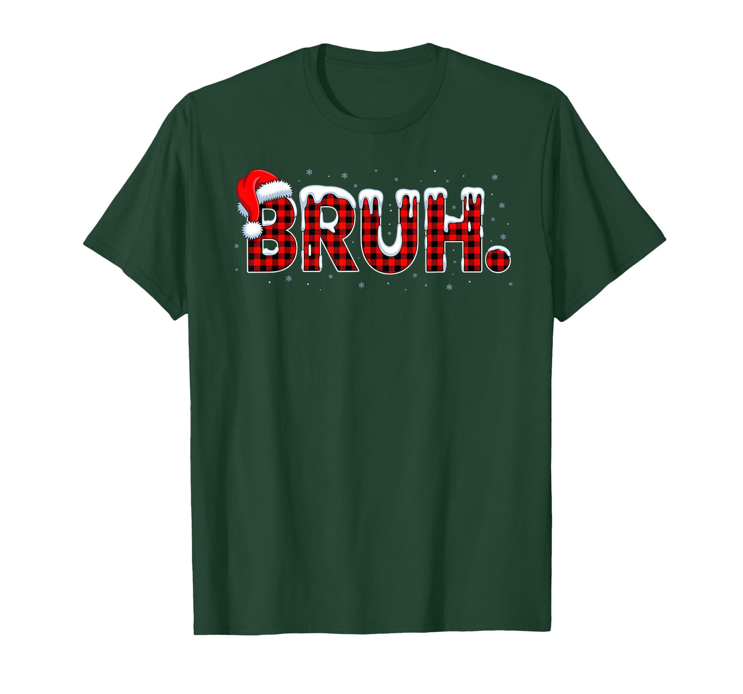 Bruh Funny Christmas Plaid Teens Boys Kids Xmas Pajamas T-Shirt