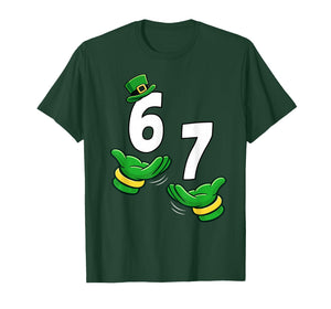 Six Seven 67 St Patricks Day 6 7 Shamrock Boys Kids 6-7 Meme T-Shirt