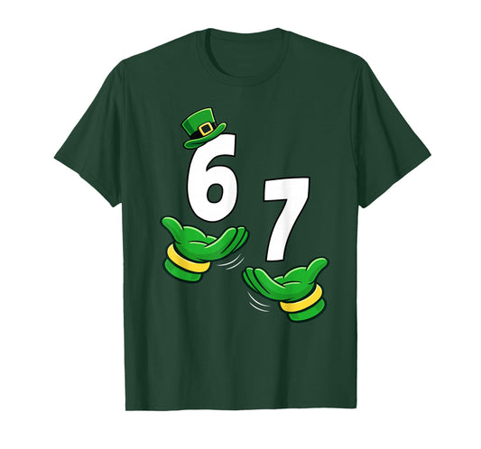Six Seven 67 St Patricks Day 6 7 Shamrock Boys Kids 6-7 Meme T-Shirt