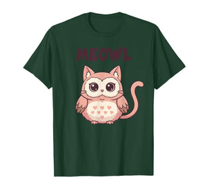 Funny Cat Meme Shirt Women Kids, Cute Owl Cat Meowl T-Shirt
