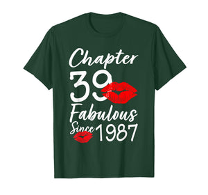 Chapter 39 Fabulous Since 1987 Lips Themed Birthday T-Shirt