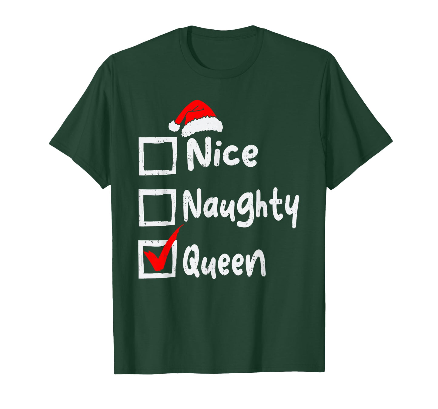Nice Naughty Queen Funny Christmas List Family Matching Xmas T-Shirt