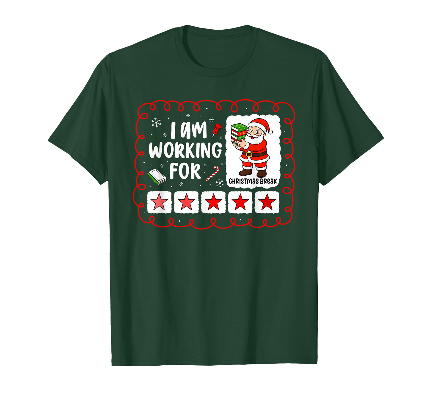 Im Working for Christmas Break for Teacher Women Mom Xmas T-Shirt