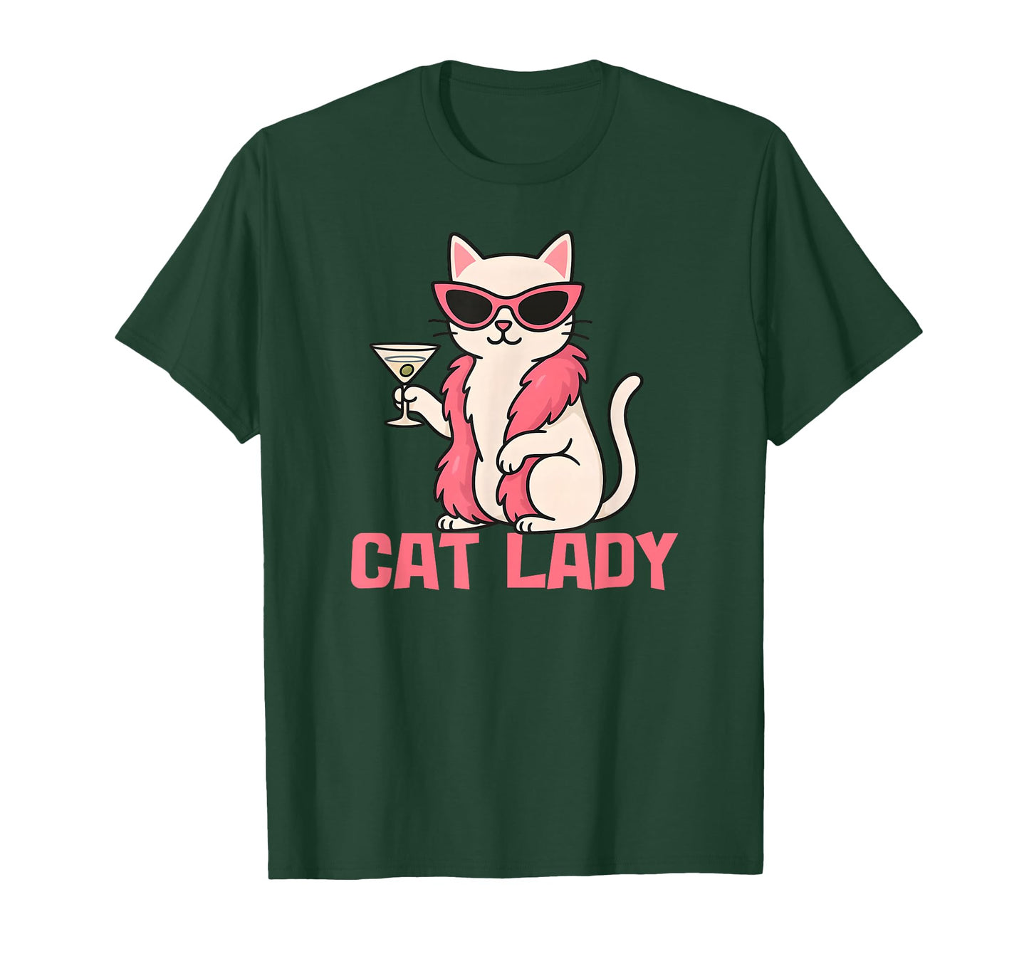 Cat Lady Design – Funny Glam-Cat with Sunglasses & Cocktail T-Shirt