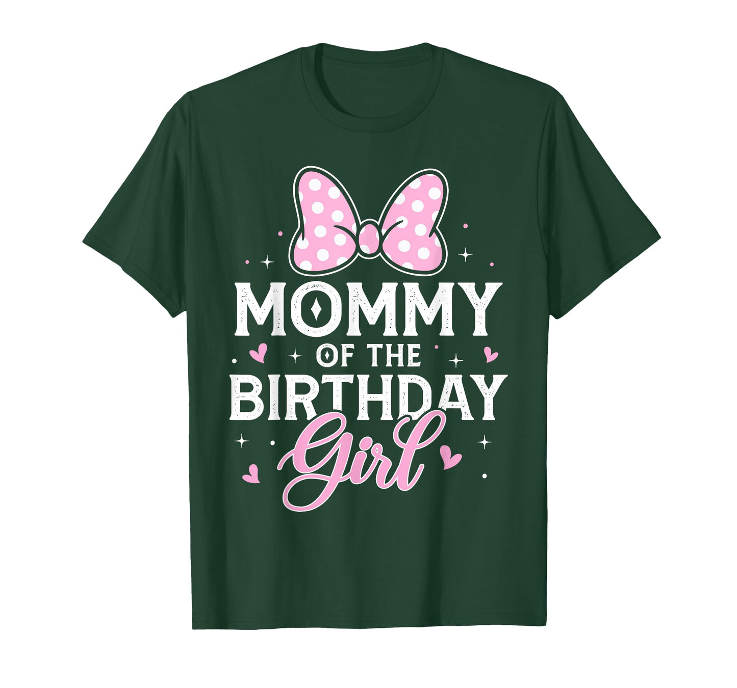 Mommy of The Birthday Girl Cute Pink Bow Family Matching T-Shirt