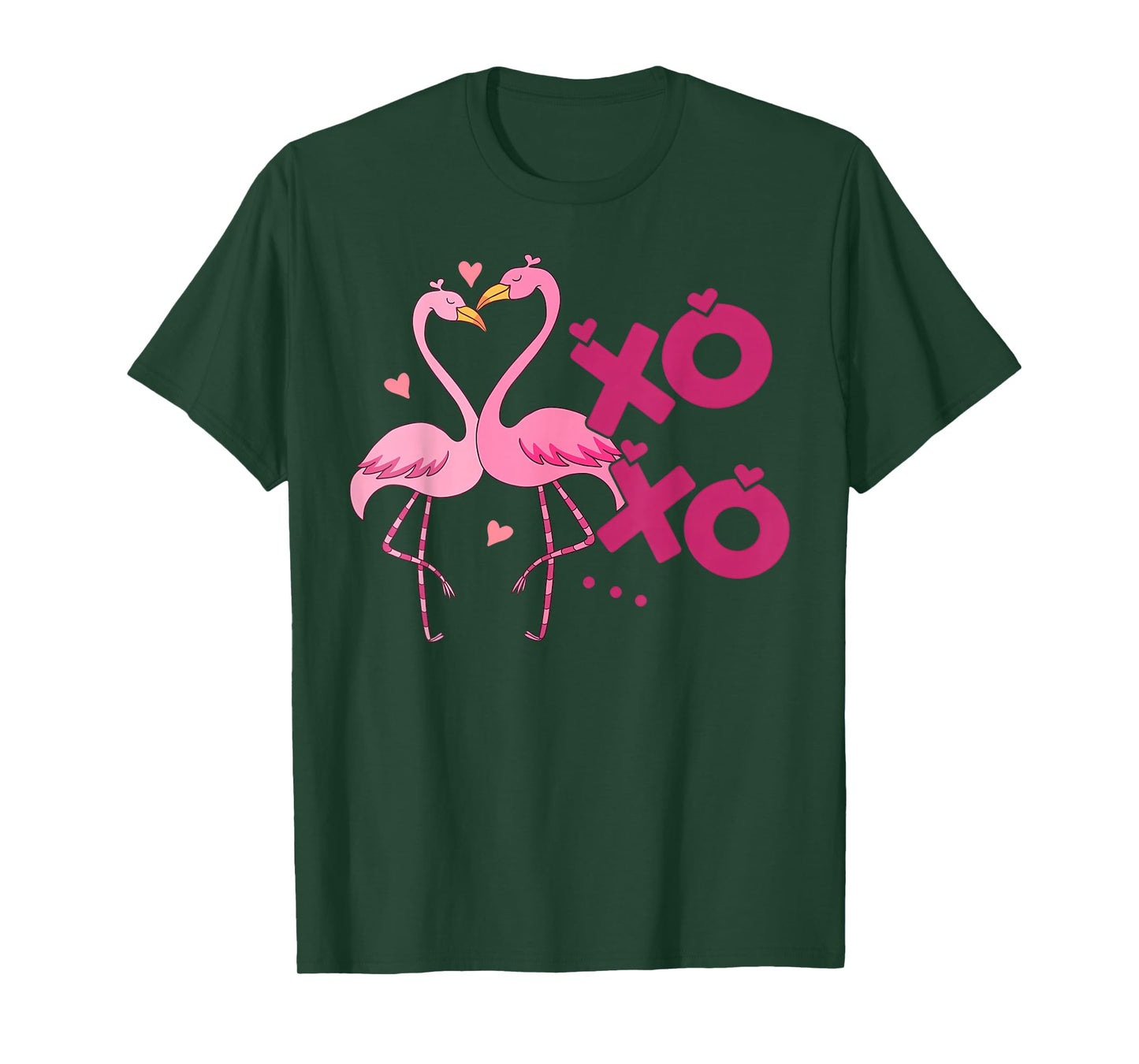 XOXO Flamingo Heart Valentines Day Men Women Kids Bird Pink T-Shirt