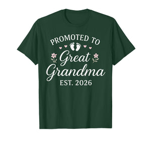 Promoted to Great Grandma Est 2026 New Grandma Pregnancy T-Shirt
