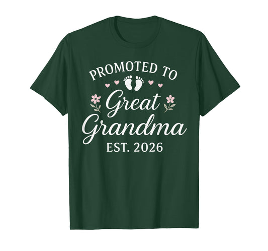 Promoted to Great Grandma Est 2026 New Grandma Pregnancy T-Shirt