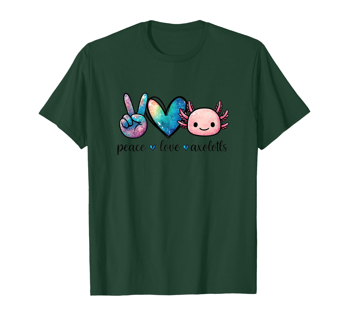 Peace Love Axolotls Cute and Colorful Galaxy Axolotl Women T-Shirt