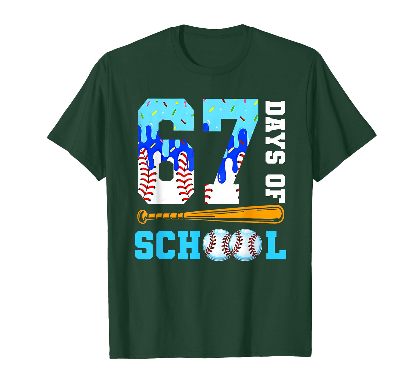 67 Days of School 67th Day Funny Baseball Meme Men Boys Kids T-Shirt