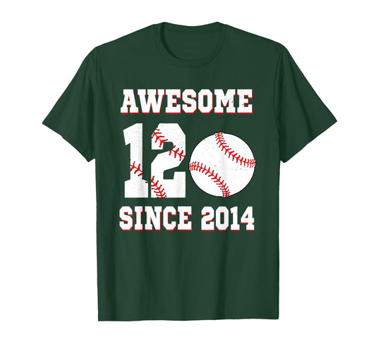 12 Years Old Birthday Baseball Boy Awesome Since 2014 T-Shirt