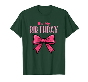 Its My Birthday Pink Coquette Bow Bday Party Women Girls Kid T-Shirt