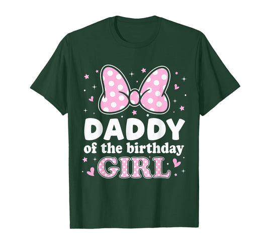 Daddy of The Birthday Girl Cute Pink Bow Family Matching T-Shirt