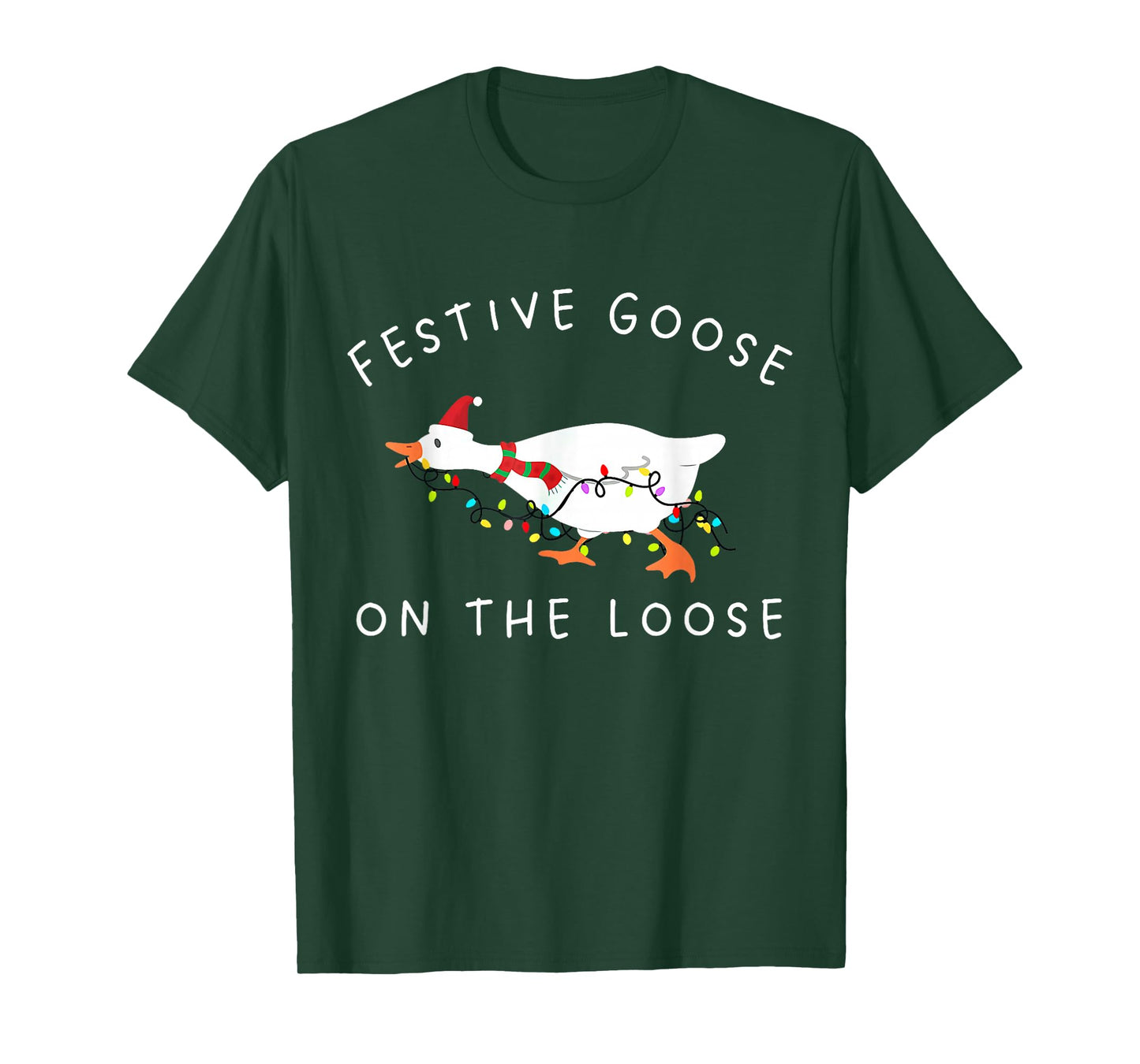 Vintage Funny Festive Goose on The Loose Christmas Retro T-Shirt