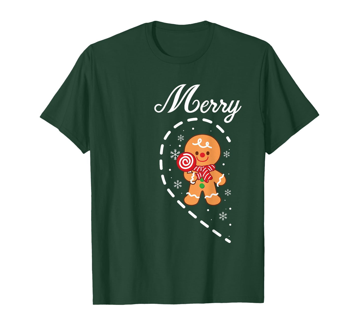 Cute Gingerbread Heart Merry Christmas Matching Couples T-Shirt