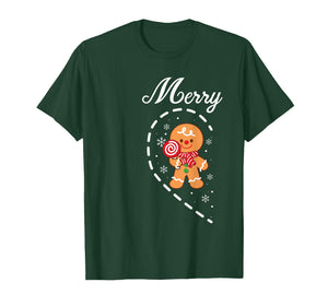 Cute Gingerbread Heart Merry Christmas Matching Couples T-Shirt